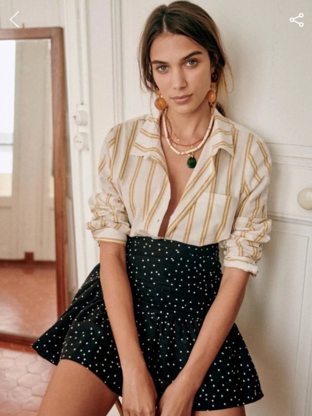 Sezane Julia Skirt Ecru/ Polka Dots 36